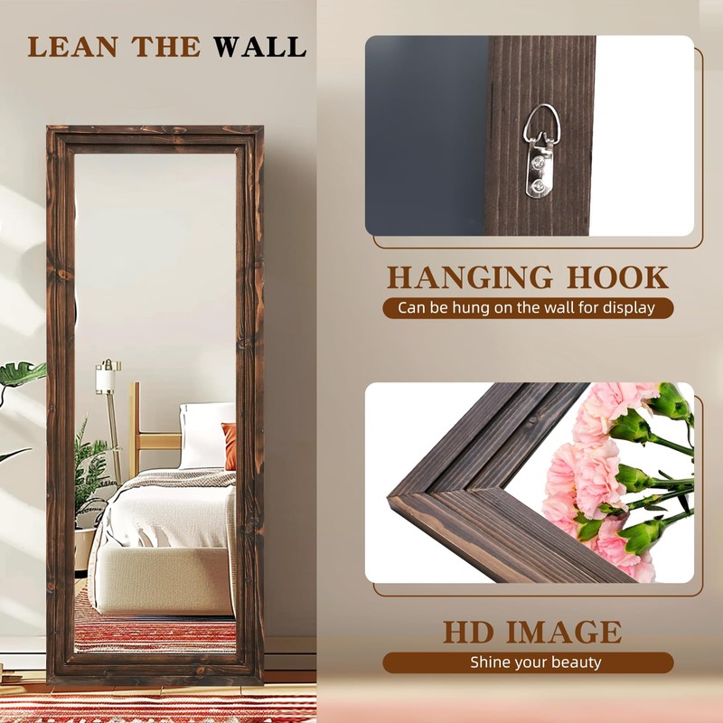 ABSWHLM Full Length Mirror 58"x22" Solid Wood Frame Floor Large