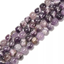 Natural Teeth Amethyst Barrel Shape Beads Size 10x10mm 15.5'' Strand