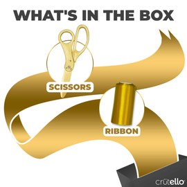 Crutello Ribbon Cutting Ceremony Kit - Grand Opening Ribbons and Scissors - 20" Giant Gold Scissors and 30 Foot Large Gold Ribbon 4"Wide - Ceremonial Kit
