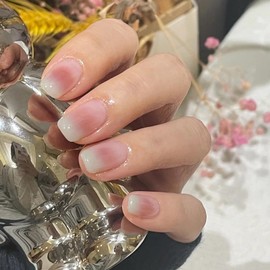 Nail Tip, Short, 24 Pieces, French Gradient, Pink, Flesh Color, Blue, Medium Long, Nail, Popular, Cute, Simple, Fashionable Party, Autumn, Spring, Summer, Daily Life, Bridal Nail, Coming of Age