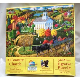 Sunsout Puzzle 500 Piece - A Country Church - USA Made, Soy Ink, Eco-friendly