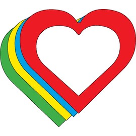 3” Open Heart Small Assorted Color Creative Cut-Outs, 31 Cut-Outs in a Pack for Kids’ Love and Peace School Craft Projects, Valentine’s Day Crafts