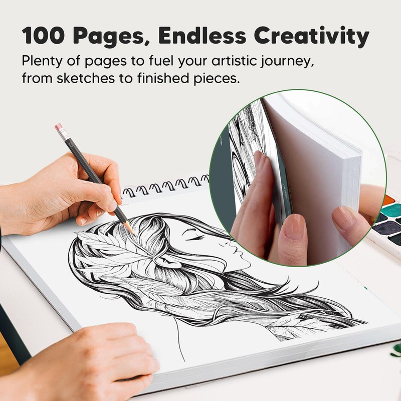 100gsm A4 Sketchbook for Artists - Spiral Bound Drawing Pad