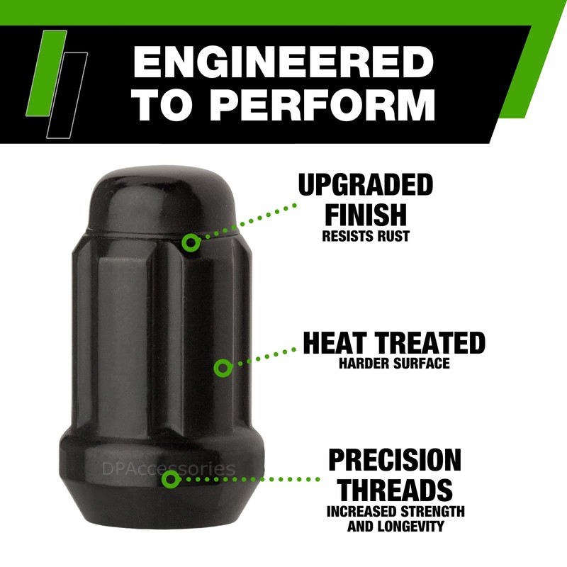 DPAccessories Black 7/16-20 Lug Nuts for Aftermarket Wheels - Closed