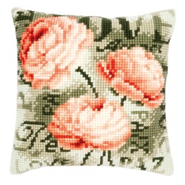 VERVACO Kit Cuscino Punto Croce PEONIE Set Ricamo Principianti Cuscini Gobelin Decorativi ca. 40 x 40 cm Accessori per Lavoretti Creativi DIY Casa Decor Hobby Adulti Cross Stitch