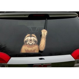 Chewy The Waving Sloth WiperTags with Decal for Rear Vehicle Wipers