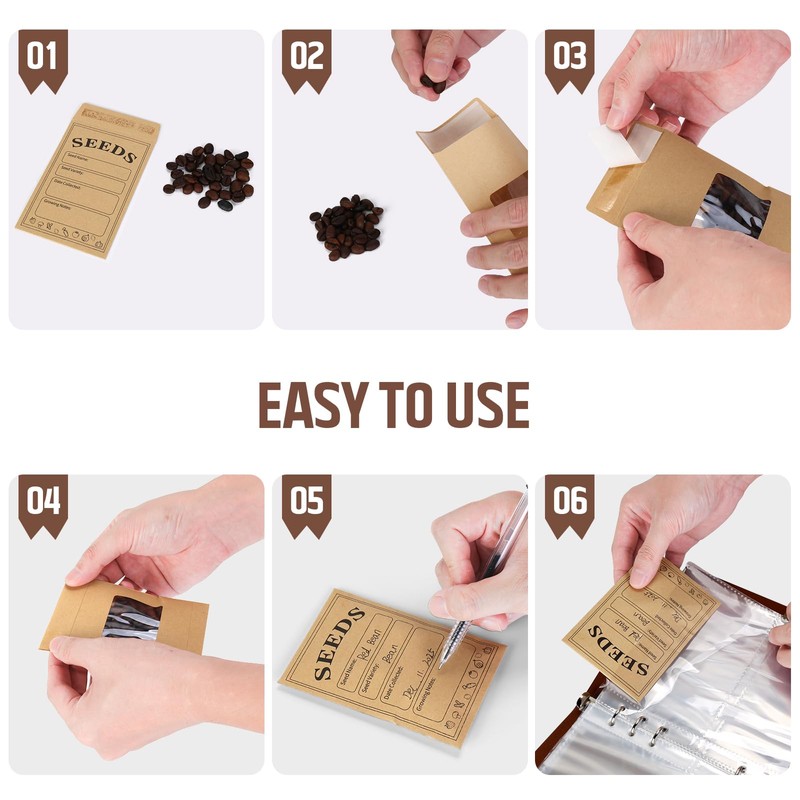 Seed Storage Organizer, Seed Packet Organizer Binder with 80Pcs Garden