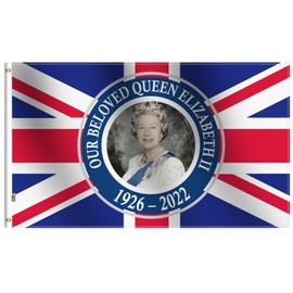 Britain Queen Elizabeth II Flag 3X5Ft,Union Jack Flag United Kingdom uk Her Majesty'S Flag -Commemoration Of The Queen Flag 1926-2022 Queen Banner For Outdoor Indoor Use