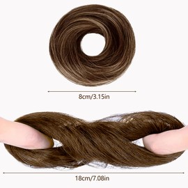 Messy Hair Bun Scrunchie, Curly Hair Bun Extensions for Women, Synthetic Messy Bun Hair Piece, Elastic Updo Bun Accessories, Fake Bun Hairpieces (Medium Brown)