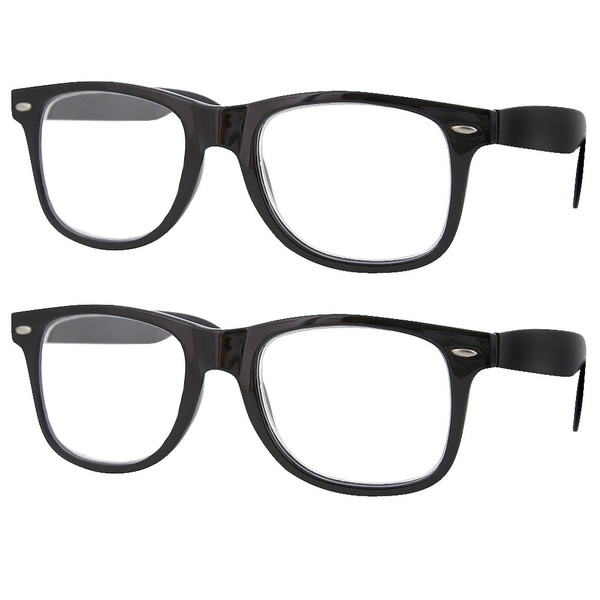 grinderPUNCH 2 Pack High Magnification Reading Glasses Strong Power Readers - 4.00-6.00 (2 Pack Black, 1.50)