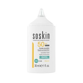 Soskin - Invisible Sun Fluid for Face SPF50 - High UVA UVB Protection - Frosted 8 Hours Without White Spots - Combination Skin to Oily Skin - Non-Comedogenic - Travel Size