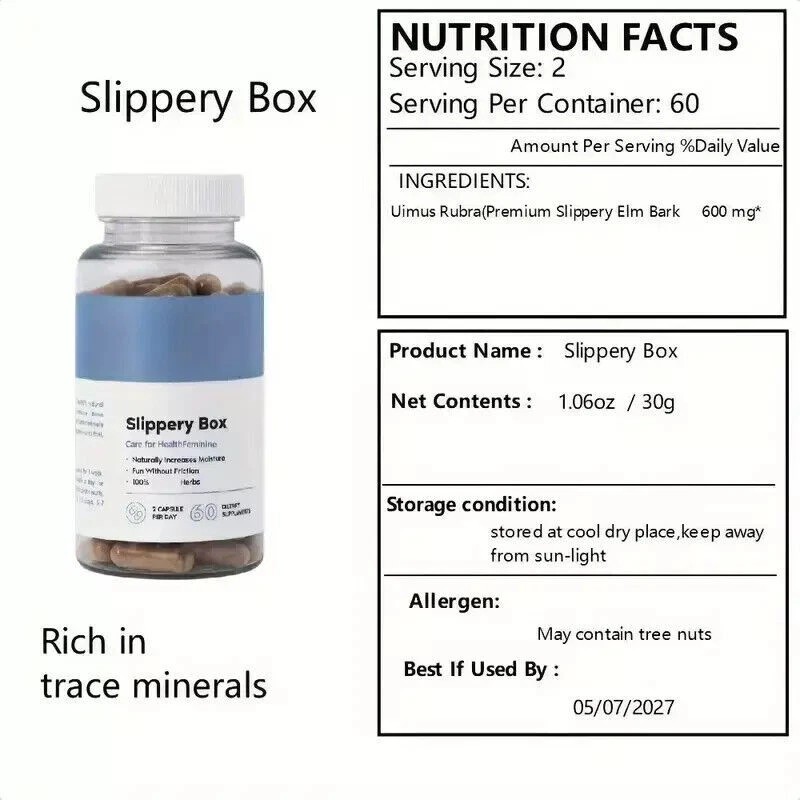1/2/3 Pack Slippery Box Slippery Elm Bark Caps for Vaginal