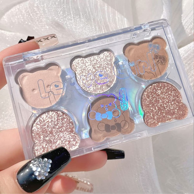 LEAVEGIRL Little Bear Soft Eyeshadow Palette 6 Colors Eyeshadow -