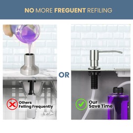 SBEN Soap Dispenser Extension Tube Kit – 40" Under Sink Hose with Check Valve, Universal Fit for Built-in Dispensers, Connects to Soap Bottles, Strong Suction, No More Countertop Refills