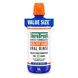 TheraBreath Healthy Gums Oral Rinse, Antigingivitis, Clean Mint Flavor, Dentist Formulated to Help Prevent Gingivitis and Support Gum Health, Alcohol Free, 1 Liter