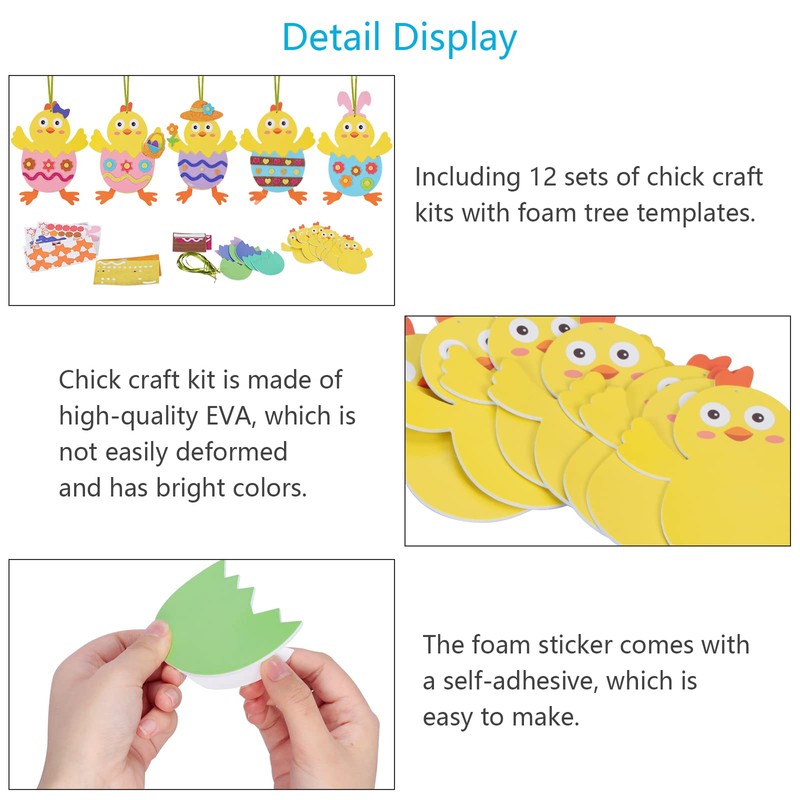 LAMEK 12 Easter chicks craft kit for children, Easter pendant