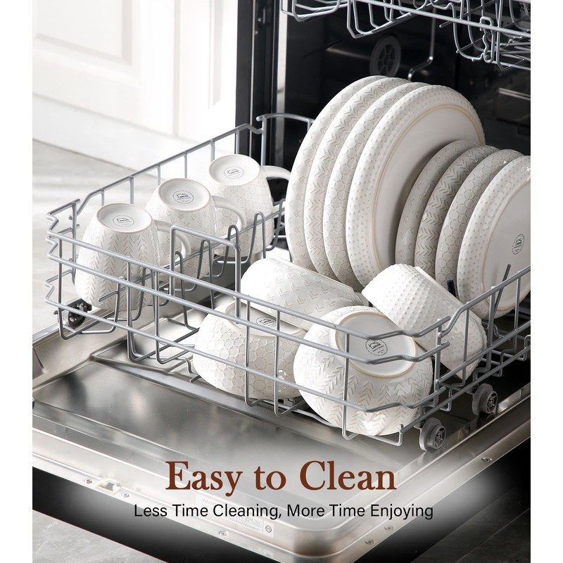 Stoneware Dinnerware Sets Service for 4, 12 pcs Reactive Glaze