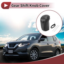 HEROFFIX Gear Shift Knob Cover Stick Shifting Handle Protector for Nissan Rogue Sport 2017-2022 Black Carbon Fiber Black Faux Leather 1 Pc Anti-Slip Car