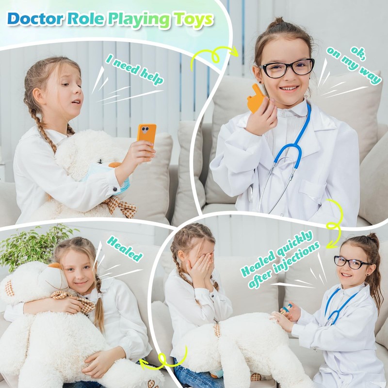 Sundaymot Doctor Kit for Kids 34 Pcs Pretend Playset for