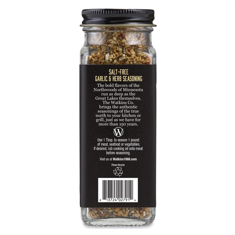 Watkins Salt-Free Organic Garlic & Herb Seasoning, 2.3 oz, 1-Pack