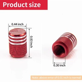 SINGARO American Flag Valve Stem Cap, 12PCS Aluminum Alloy Rubber Sealed Tire Cap, Universal for Cars, Trucks, SUVs and Motorcycles, Car Exterior Accessories (Red)