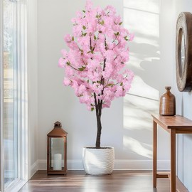 Pink Artificial Cherry Blossoms Tree Faux Cherry Blossom Tree Indoor Beautiful Trees for Home Decor