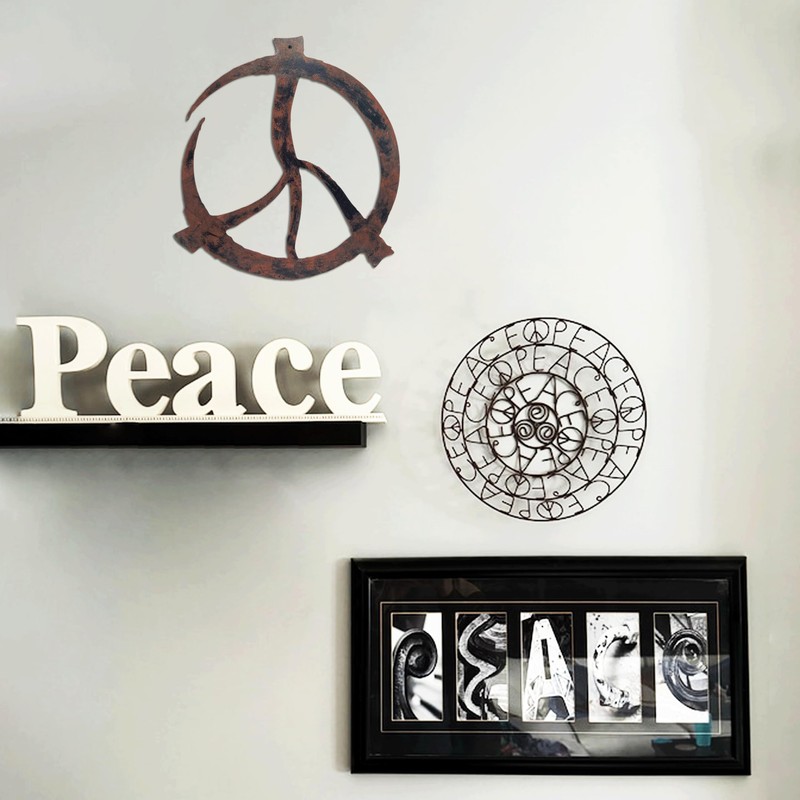 Ecqizer Peace Sign Wall Decor - Hippie-Inspired Copper Wall Art