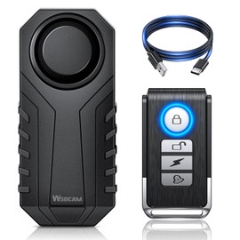 WSDCAM 113dB Wireless Bike Alarm with Remote, Rechargeable Bicycle Alarm System Anti Theft, IP65 Waterproof, 3 Volume Bike Alarms for E-Bikes, Motorcycles, Scooter, Outdoor Riding and Cycling Safety