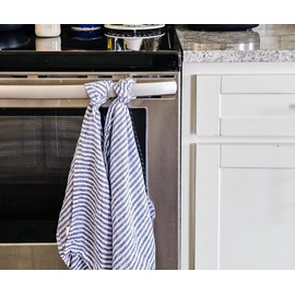 Blue Kitchen Towels Set of 2, 100% Pure Linen Spring & Easter Hand Towels, French Striped Dish Cloths for Washing Dishes, Farmhouse Tea Towels 18 x 28