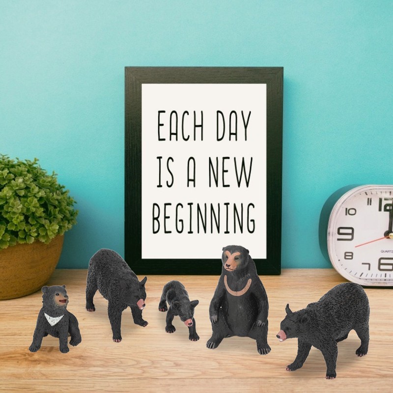 5pcs Black Bear Figure Toys Realistic Wild Animals Bear Action
