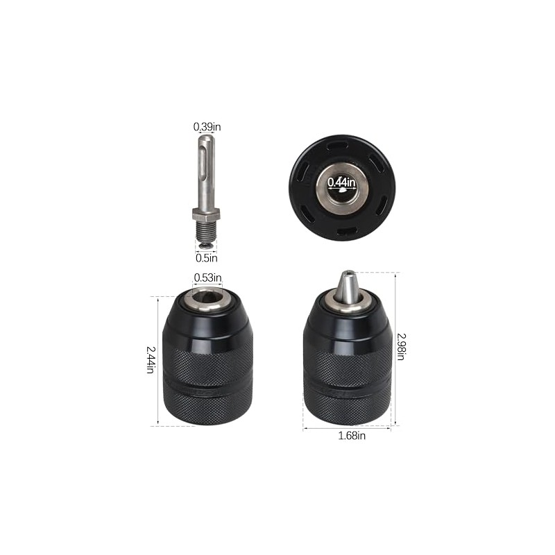 2-13MM Keyless Drill Chuck for Professional Heavy Duty 1/2-20UNF Mount