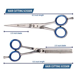 HT Homes Professional Hair Cutting Scissors Set Barber Thinning Scissors & Thinning Shears Kit 6.5 inch Silver Hairdressing Shears Professional Barber Scissors Hair Cutting Shears Set Japanese Stainless Steel for Salon with COMB. (6.5" Set of 3, Silver)