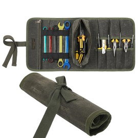 Waxed Canvas Multi-Purpose Waterpoof Tool Organizer Bags, Portable Carry On Pouch with 1 Small Detachable Tool pouch and 1 Zipper Pockets, 24.5" X 10.5"|ArmyGreen