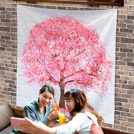 Wall Tapestry Cherry Blossoms H 47.2 x W 47.2 inches (120 x 120 cm), Tropical [1 piece]