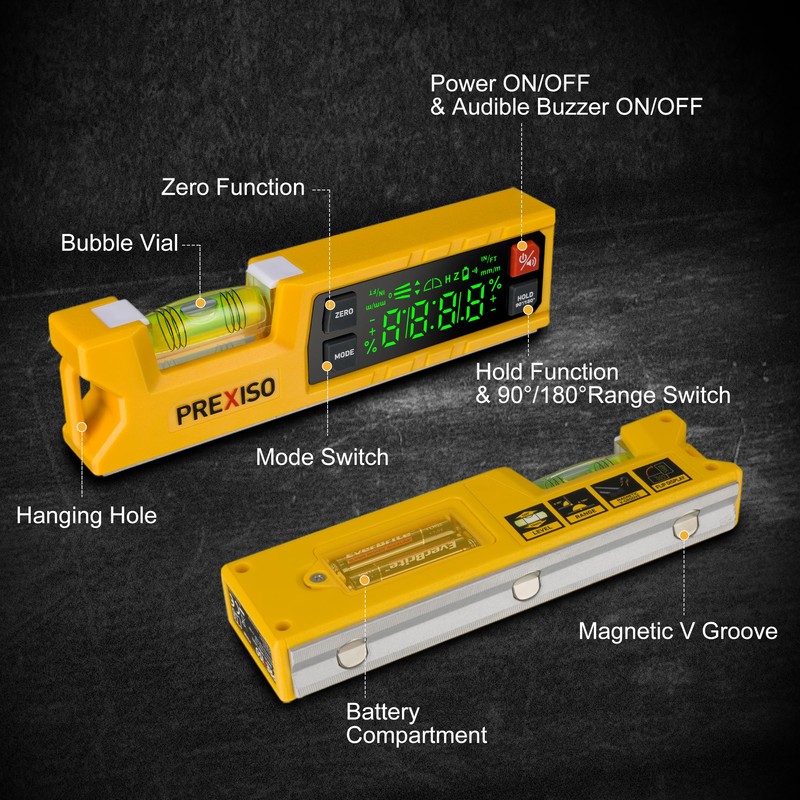 PREXISO Digital Level & Digital Protractor, 7 inch Angle Finder