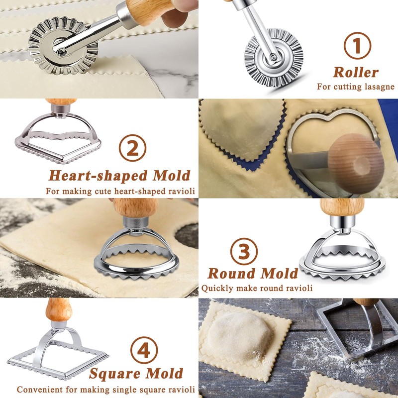Lainballow 7 Pcs Ravioli Mold Set, Ravioli Maker Press with