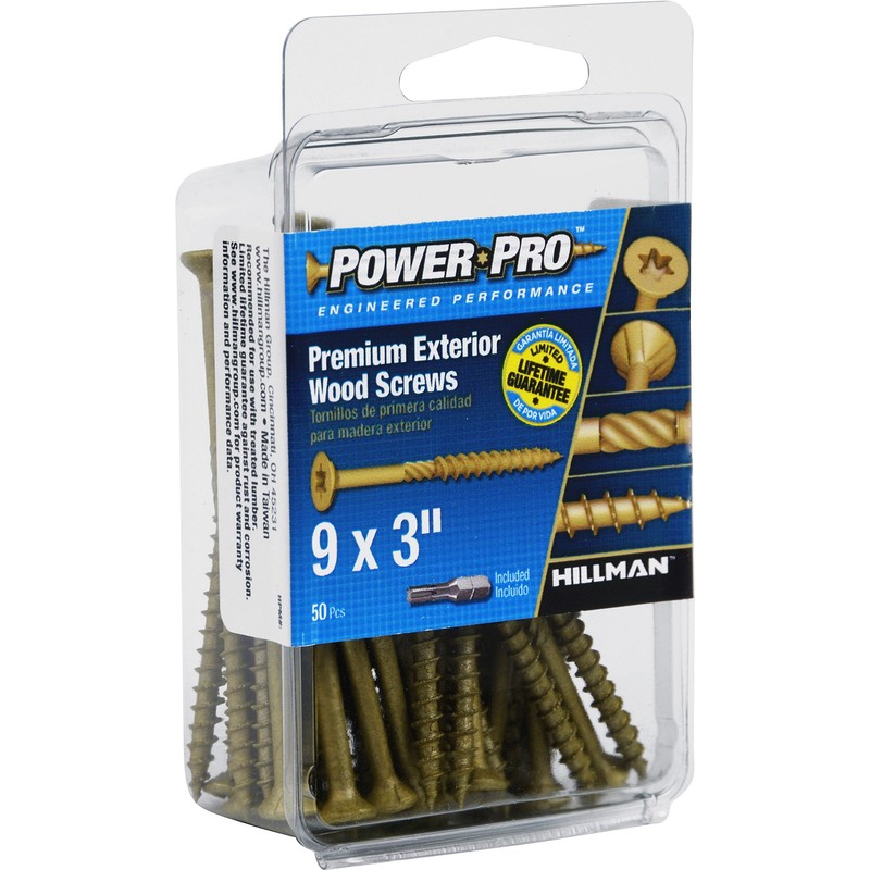 Power Pro Premium Exterior Wood Screws, #9 x 3 Inch