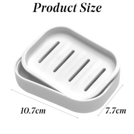 Plastic Soap Dish with Drainage,Soap Dishes Holder for Bathroom Shower，Keep Soap Dry and Easy Cleaning (White)