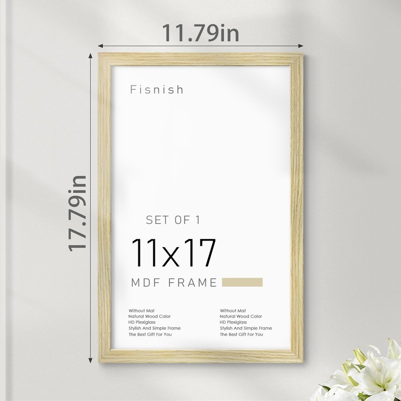Fisnish 11x17 Picture Frame, Classic Poster Frame for Horizontal or