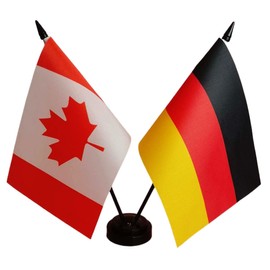 Canada Germany Friendship Flag, German Desk Flag,Canada German Desk Flag,Twin Table Flag，German Office Table Flag on Stand Base, Decorations for Offices, Families, Conference rooms