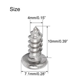 NACX M4 x 10mm Phillips Pan Head Pointed Tail Self Drilling Wood Screws, 304 Stainless Steel Metal Drywall Screw, Cross Mushroom Head Self Tapping Screws, 150PCS