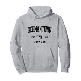 Germantown Maryland MD Vintage Sports Design Black Print Pullover Hoodie