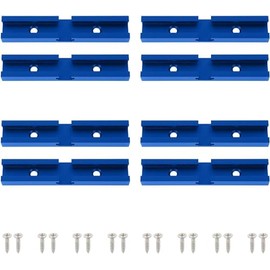 Iverntech 8 Piece Deep Blue T-Rail Intersection Set, T-Track Phillips Parts Aluminium Anodized with Wood Screws for Table Saw, Router, Table