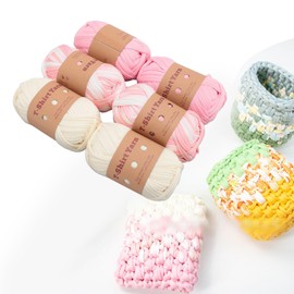 T Shirt Yarn, 6 Skeins Colorful Crocheting Yarn, Each Yarn 32.8yd, Knitting Yarn Fabric Crochet Cloth for Crocheting Beginners, Fits Summer Hand DIY Crocheting Projects (Type 7)