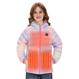 Venustas Kids Heated Jacket with Battery Pack, Girls Lightweight Electric Heated Coat(Pink Ombre, X-Large)
