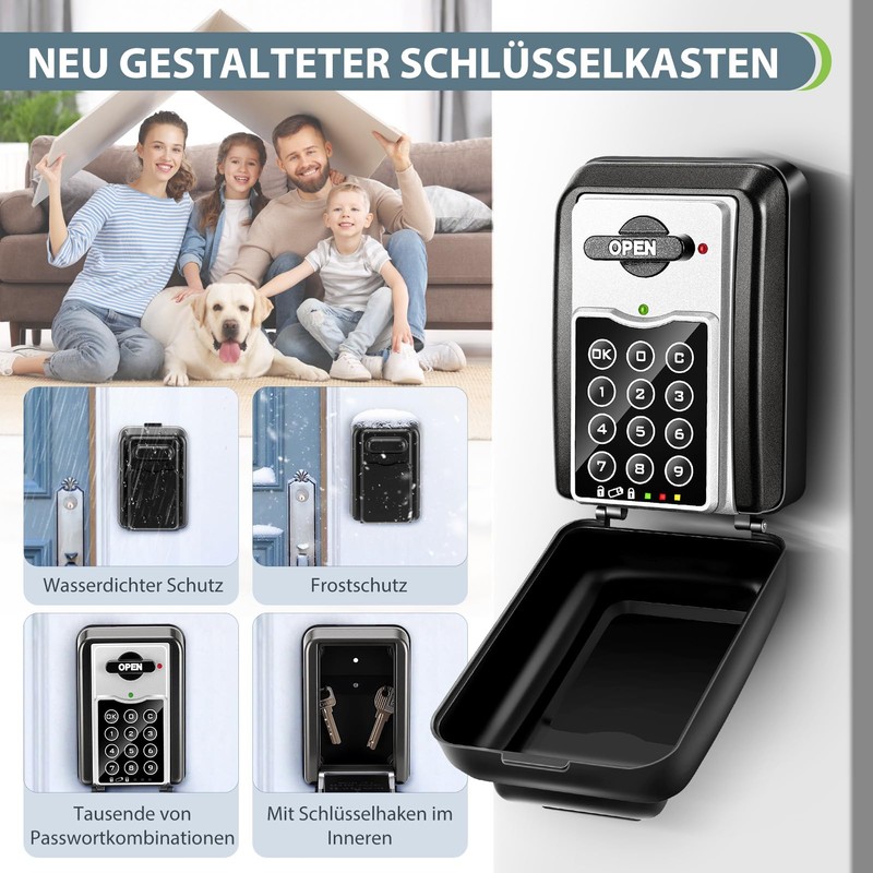 Key Safe with Number Code, Key Safe Outdoor Waterproof Key