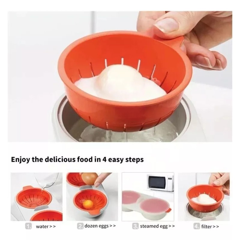 Generic Escalfador De Huevos, Doble Taza, Vapor/microondas