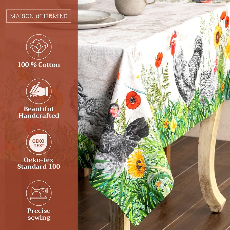 Maison d' Hermine 100% Cotton 54"x54" Easter Tablecloth Square Kitchen