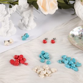 300Pcs Stainless Steel Stud Earrings Making Kit, DIY Stud Earrings Backs for Jewelry Making, Colorful Turquoise Cabochon Stud Earrings Set