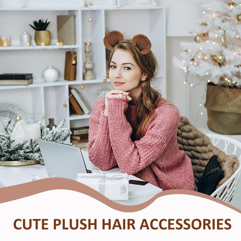 WUFGWBD 2 Pieces Of Bear Headbands, Cute Plush Headbands, Cosplay